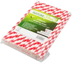 Trinkhalme, Papier (6x195mm) - rot-weiß gestreift (100 Stk.)