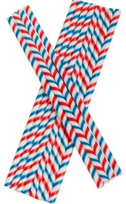 Trinkhalme, Papier (8x255mm) - rot-weiß-blau gestreift