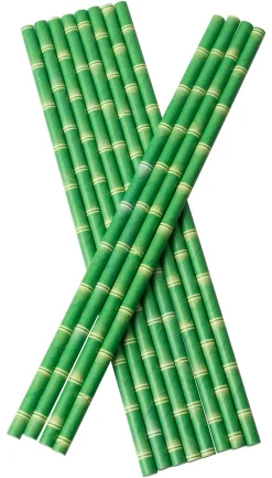 Trinkhalme, Papier (210x6mm), Bambus-Optik - 100Stk.