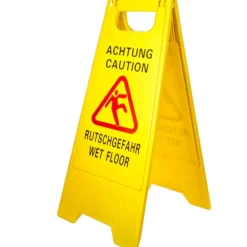 Warnschild für nasse Böden (GER, EN)