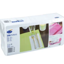 Zellstoffserviette Duni, 40x40cm, 1/8 Falz, 3-lagig - weiß (1250 Stk.)